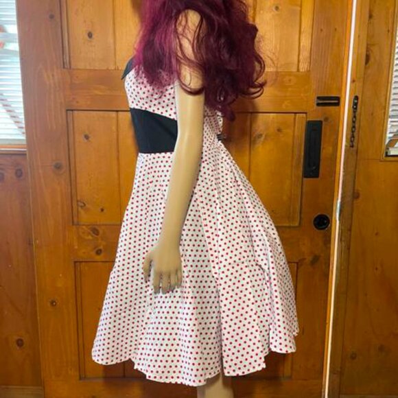 Women's Dress Retro Vintage Swing 1950's halter mini polkadot print - Picture 4 of 5